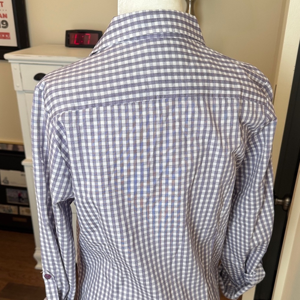 Antigua Purple Checkered Women's Top - Picture 3 of 4